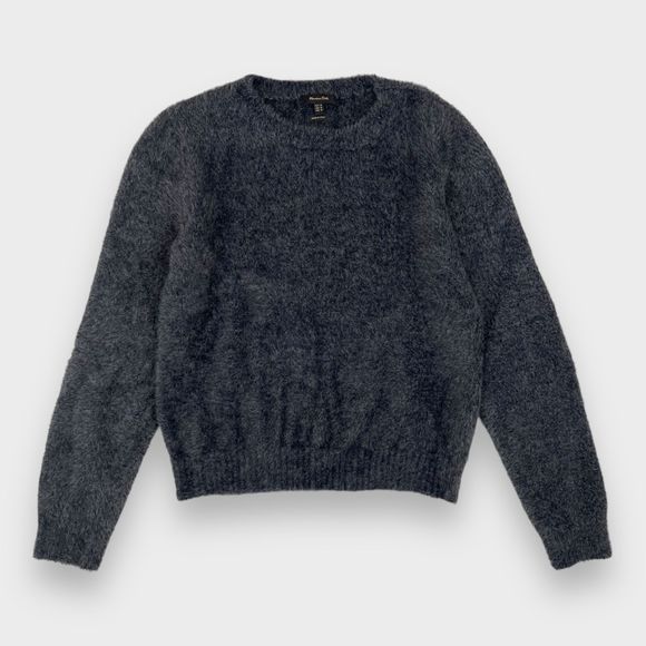 Massimo Dutti Gray Crewneck Fuzzy Sweater Women's Size Medium - Picture 1 of 12